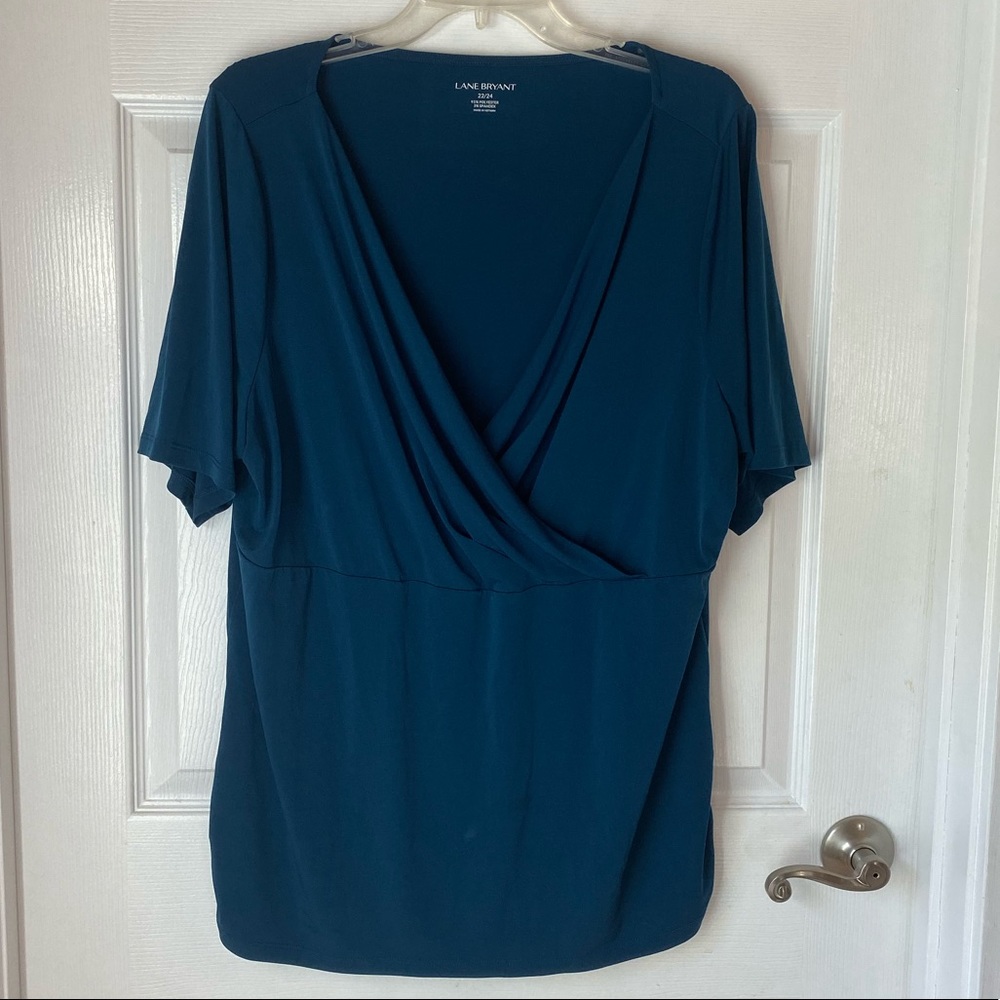 Lane Bryant Teal Blue Short Sleeve Blouse